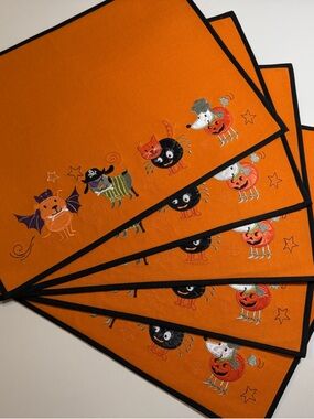Halloween Orange Party Placemats - Set of 5